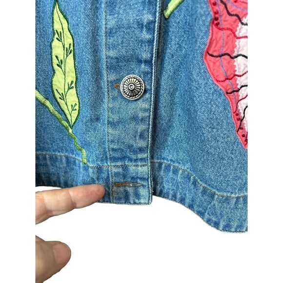 White Stag Women's Embroidered Denim Jacket Size Med. Measurements below #G1255 - Picture 8 of 8
